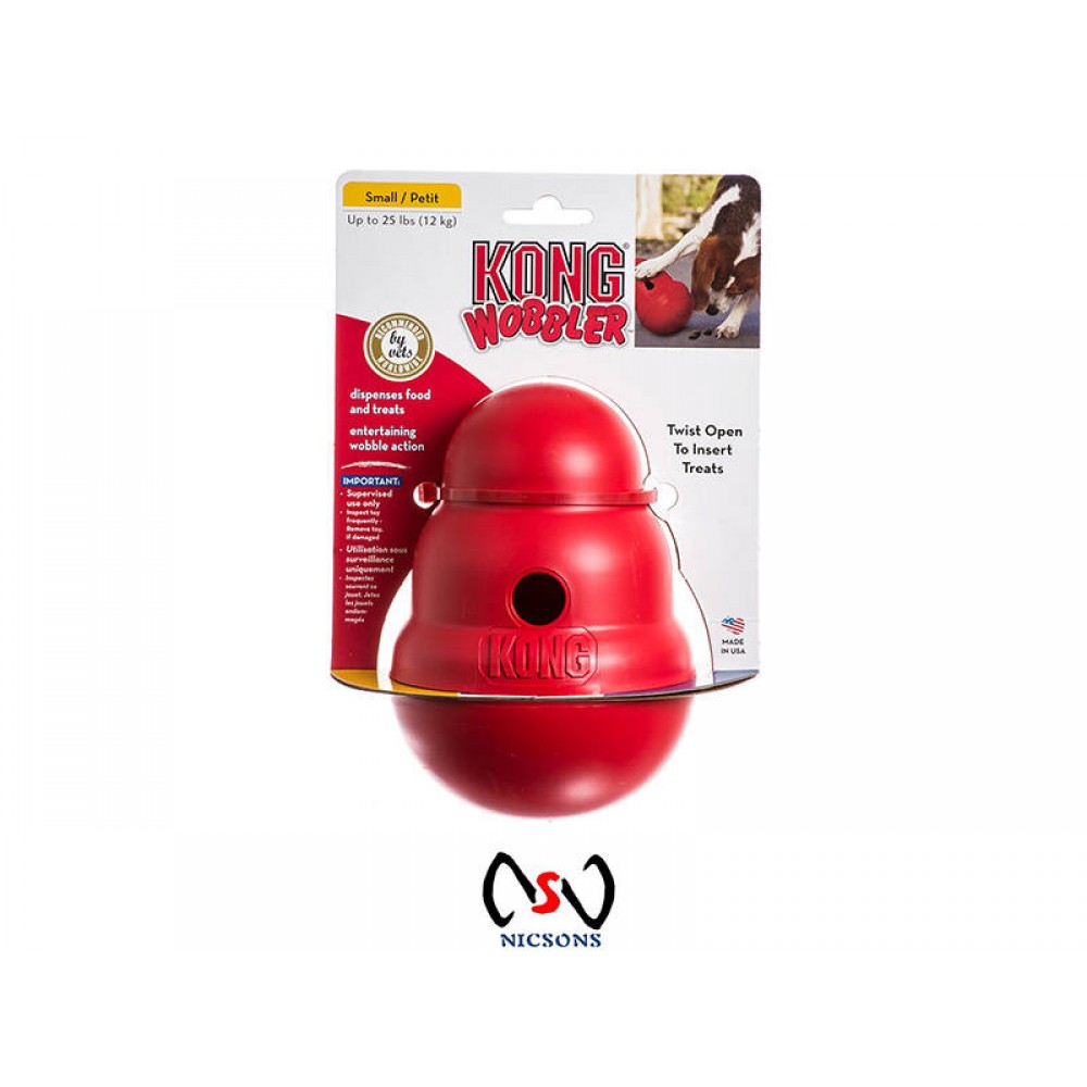 KONG Wobbler Food and Treat Dispenser Dog Toy Red 